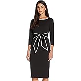 Adrianna Papell Tipped Crepe Tie Dress, Waterfall/Navy Sateen