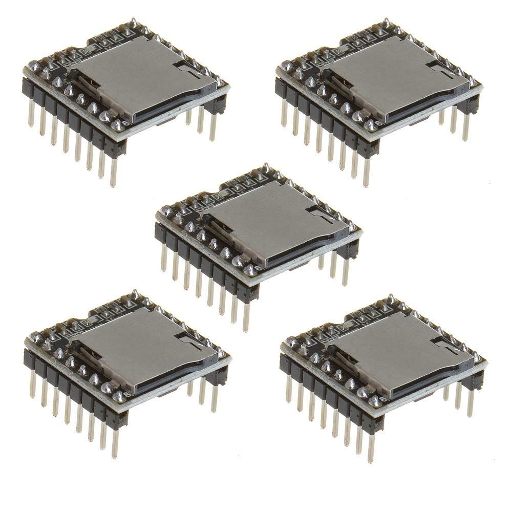 ICQUANZX 5PCS YX5200 DFPlayer Mini MP3 Player Module MP3 Voice Decode Board Supporting TF Card U-Disk IO/Serial Port/AD for Arduino