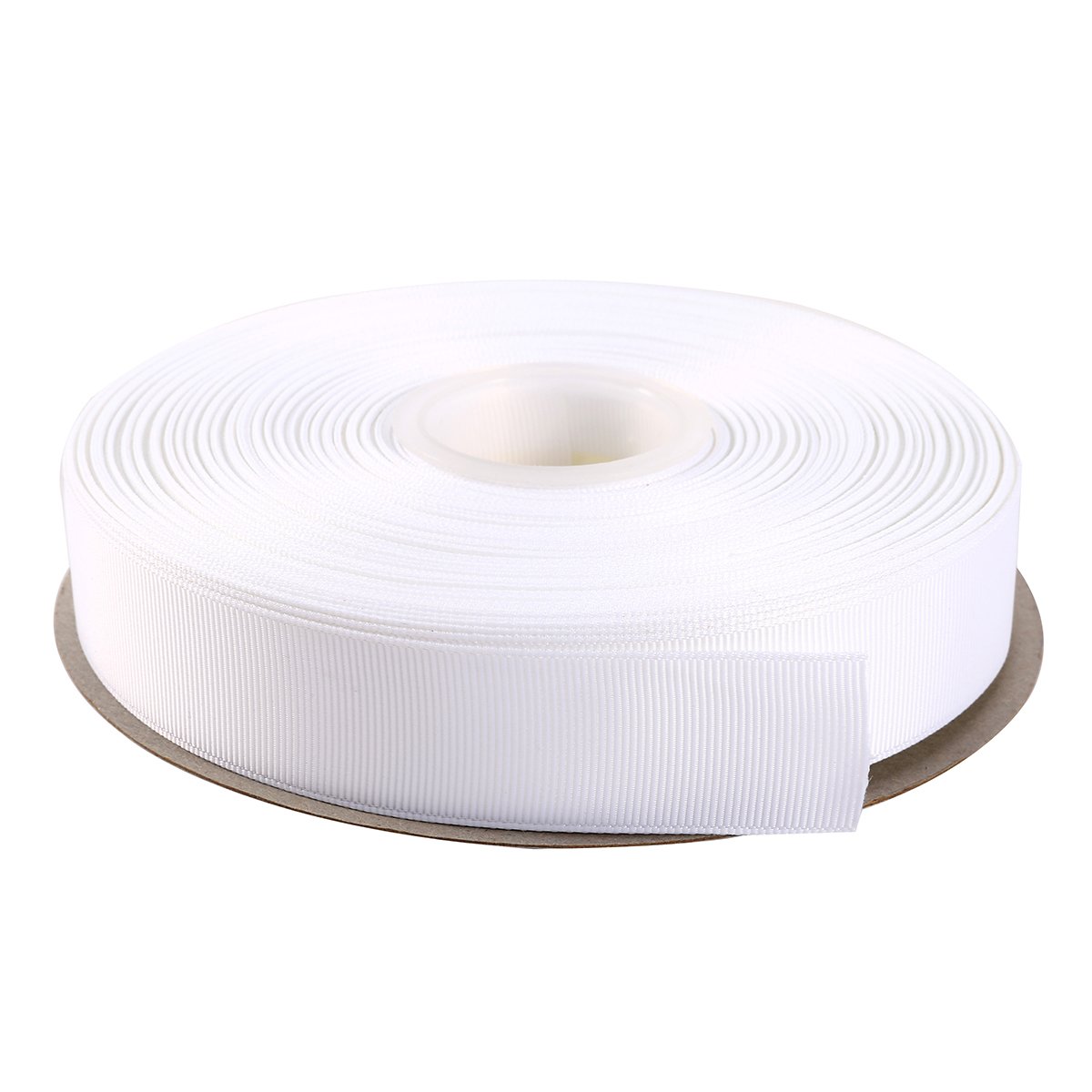 ITIsparkle 25mm Grosgrain Ribbon 45 Meters-Roll Set for Gift Wrapping Scrap Books Party Favor Hair Braids Hair Bow Baby Shower Decoration Floral Arrangement Craft Supplies, White Ribbon
