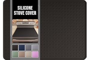 Bampanda Silicone Stove Top Cover for Electric Stove, Glass Stove Top Protector, Stovetop Cover Mat for Cooktop, Flat Range Cover, Oven Top Protector, Coffee Bar Mat, 28 x 20 in, Black