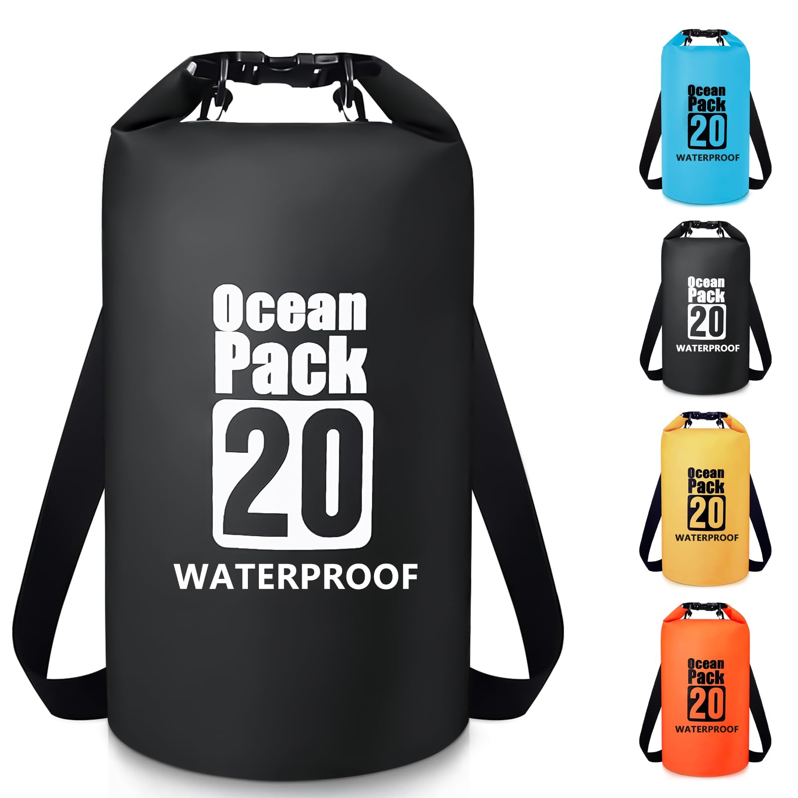 Invool Dry Bag, 5L/10L/20L/30L Waterproof Dry Bag, Dry Sack with Adjustable Shoulder Strap for Hiking, Swimming, Rafting, Surfing, Cycling, Camping, Fishing