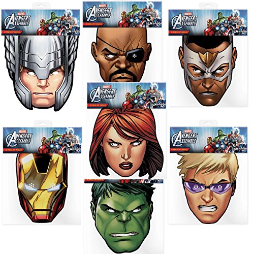 Official Marvel Avengers Assemble 7 Card Face Masks (Multipack)