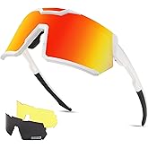 FEISEDY Men Women Cycling Sunglasses, with 3 Interchangeable Lenses, TR90 Sports Glasses Baseball for Youth Teens B4138