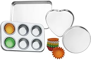 Quadrapoint Deluxe Pan Set Compatible with Easy Bake Oven Accessories | Includes Cupcake, Rectangular, Round, Heart Pans and 60 Cupcake/Muffin Paper Liners THAT WILL FIT UNLIKE OTHERS!!