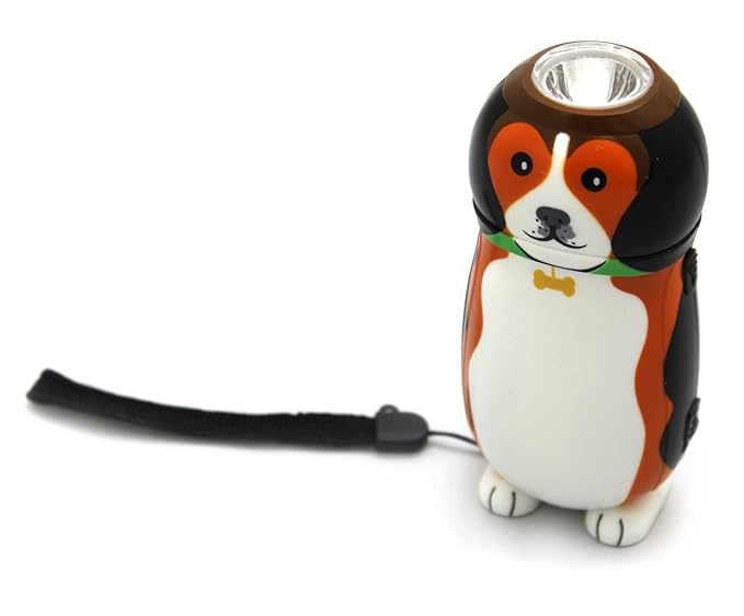 Squeeze Action Wind Up Rechargeable Dog Torch Flashlight For Children