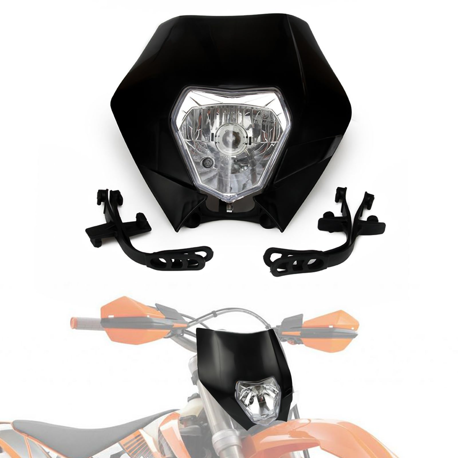 AnXin Dirt Bike Headlight Motorcycle Headlamp Front Headlight Universal For EXC250 SX250 SXF250 EXC450 SX350 SXF450 EXC525 Etc Most Dirt Pit Bike Enduro Supermoto - Black