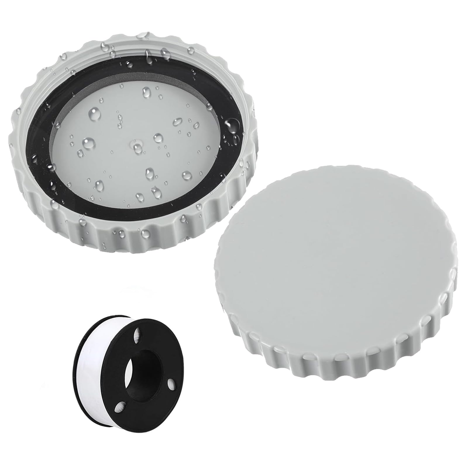 Photo 1 of 2-Pack Heavy-Duty Winter Pool Jet Plugs - Freeze-Proof Leak-Resistant Covers with Reinforced Seals & Waterproof Tape for Pool Plugs for Above Ground Pool (Grayish White)