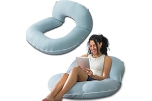 INSEN Reading Pillow, Back Pillow for Sitting in Bed for Reading, Nurse & Relax, Reading Pillow for Adults, Moms & Kids, Sit Up Pillow for Bed, Green Jersey