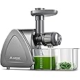 Cold Press Juicer, Aobosi Slow Masticating Juicer Machines with Reverse Function, Quiet Motor, High Juice Yield with Juice Jug & Brush for Cleaning, Gray