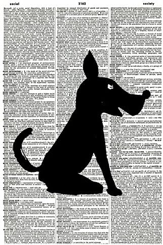 Dog Art Print - Dog Silhouette - Animal Art Print - Vintage Art Print - Wildlife Artwork - Vintage Dictionary Art Print - Book Art Print - Wall Art - Illustration - Picture - Wall Hanging 915D