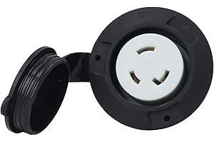 Dpofirs Weatherproof Flanged Outlet 30A 125V NEMA L5-30R Electrical Socket for Generator Transfer Switch