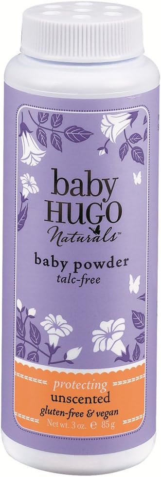 Hugo Naturals Baby Powder, Shea Butter, 3 Ounce Bottle, (Pack of 2)