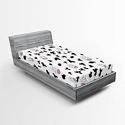 Ambesonne Cow Print Fitted Sheet Set, Animal Cow