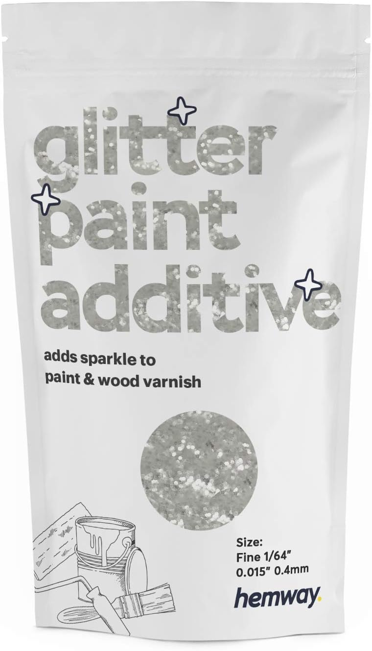 Hemway White Iridescent Glitter Paint Additive Fine 100g for Adding Sparkle to Paints & Varnish, Fine (1/64" 0.015" 0.4mm)