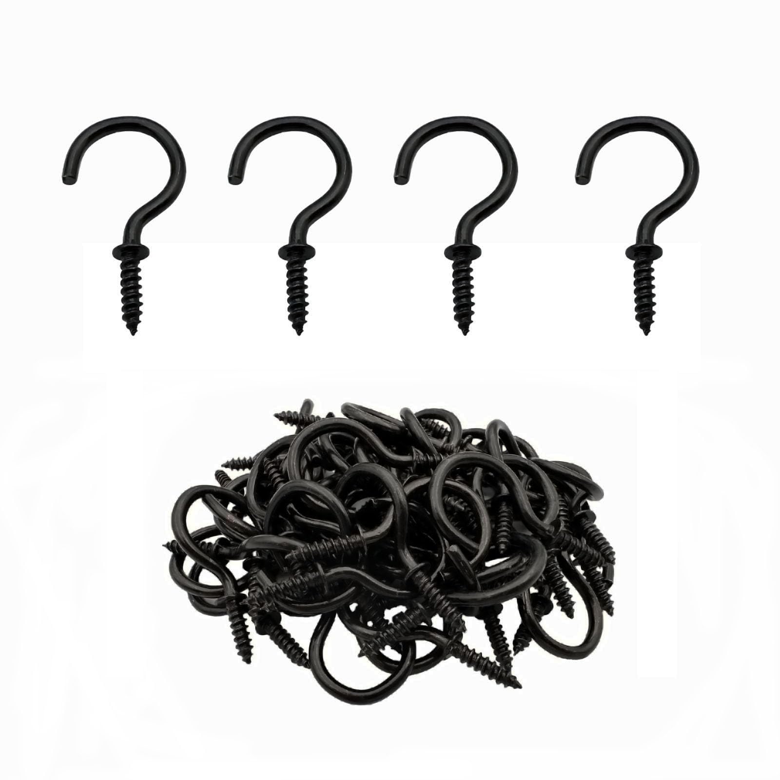 IDEALSV Black Ceiling Hooks 7/8'' Screw-in Light Hanging Cup Hooks 7/8 Inch (36Pack)