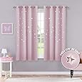 LINGKY Kinderzimmer Vorhang Mit Sternen - Verdunkelungsvorhang Rosa/Silber