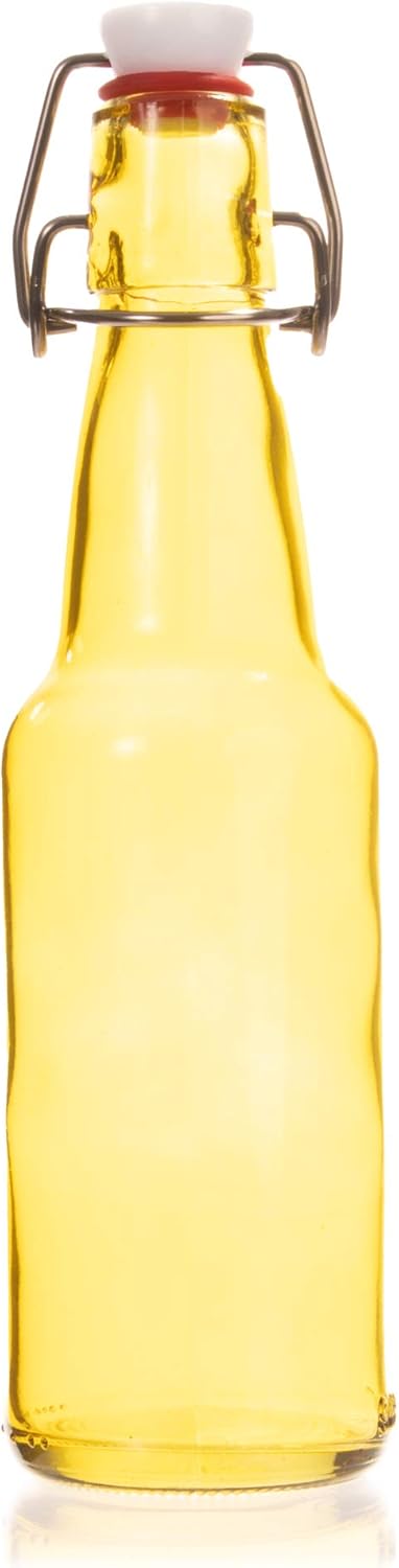 11 oz. Yellow Glass Grolsch Beer Bottle, Quart Size - Airtight Seal with Swing Top/Flip Top - Supplies for Home Brewing & Fermenting of Alcohol, Kombucha Tea, Wine, Homemade Soda (Single)