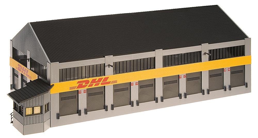 FALLER FA130981 130981 DHL Logistics Center HO Scale Building Kit Other License Construction Kit, One Size, Grey, Red