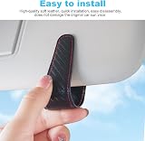 TCJJ Car Visor Sunglasses Holder Leather Magnetic Clip Carbon Fiber view 3