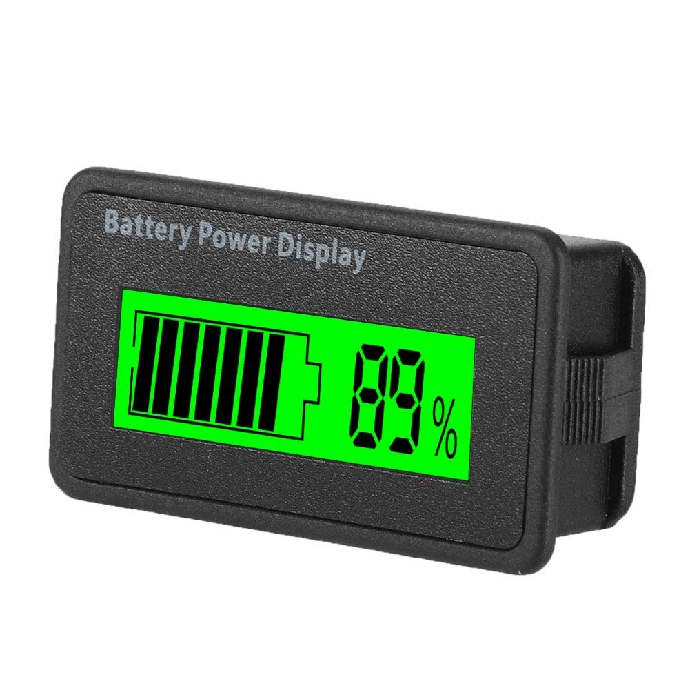 Digital Battery Tester 12 V 24 V 36 V 48 V LCD Universal Battery Capacity Meter Waterproof Digital Battery Indicator Voltmeter (Green)