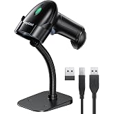 Anyeast Bluetooth Barcode Scanner, 1D 2D Wireless Reader Scanner with Stand | Screen Scanning, 2.4G Connection, Automatic Scanning, prefix/suffix addition,for Warehouses Supermarkets Bookstores Drugstore