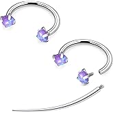Tvalccoy F136 Titanium 16g 8/10mm Opal Horseshoe Septum Lip Rings Piercings Cartilage Helix Daith Earrings Jewelry for Women