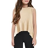 Haloumoning Girls Athletic Tank Top Kids Summer Cute Crop Tops Workout Yoga Sports Shirt 5-14 Years