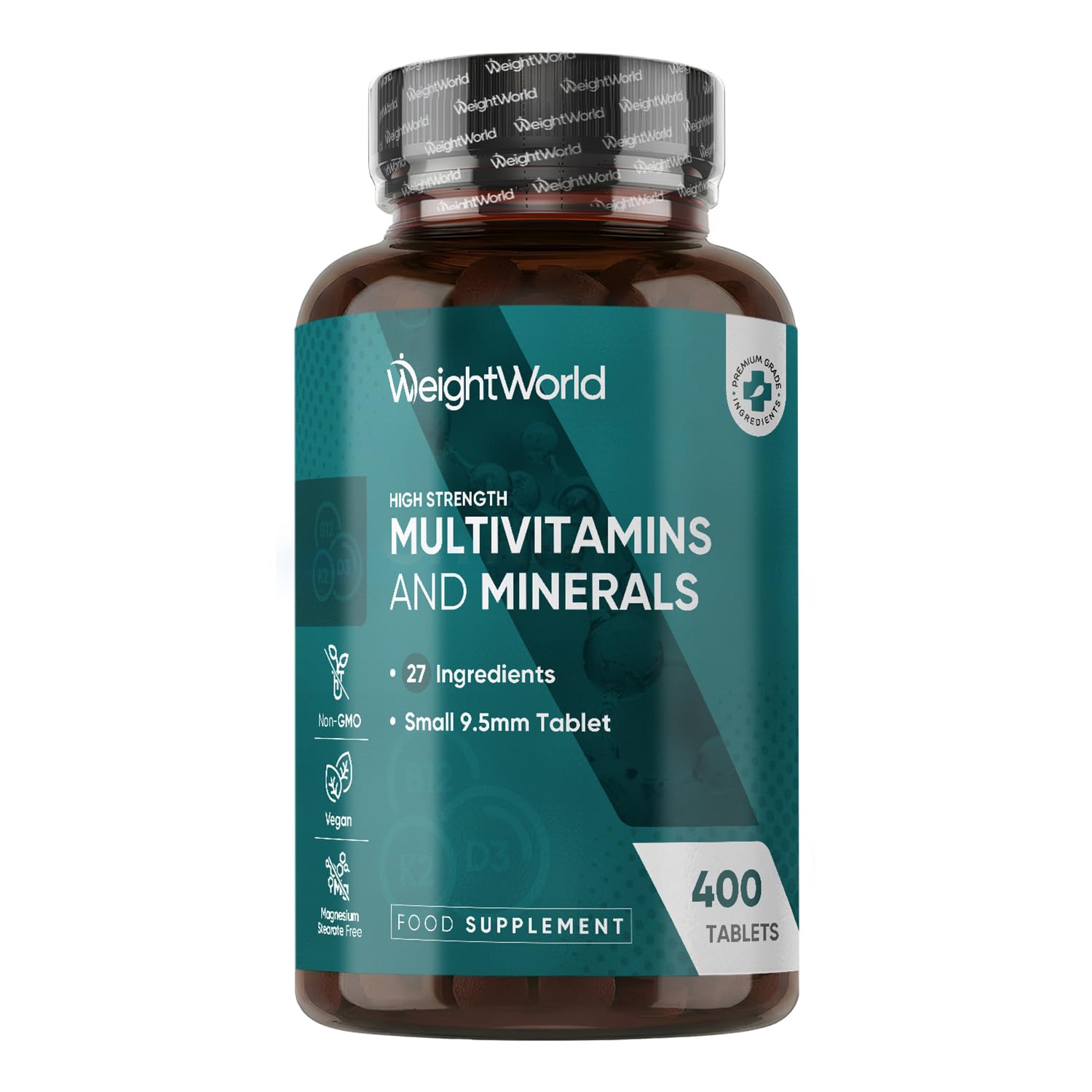 Multivitamin Tablets for Women & Men - 27 Key Nutrients - 400 Small Tablets - 1+ Year Supply - Tasty Peppermint Flavour - Vegan Multi Vitamins & Minerals Like Vitamin D, C, Calcium, Iron & Zinc