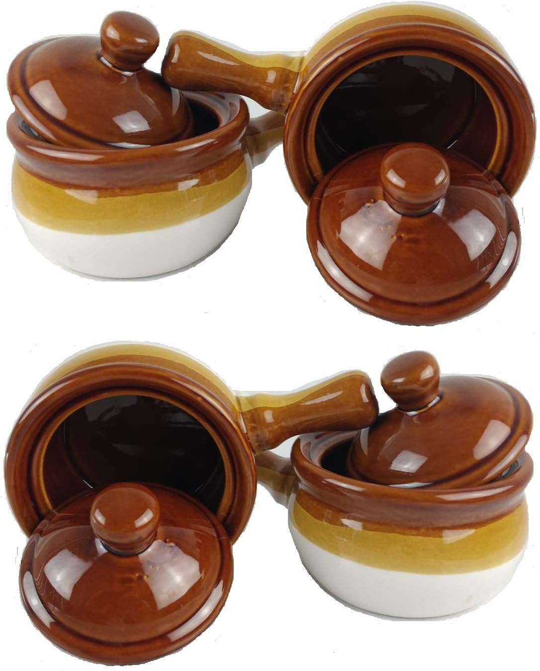 Individual French Onion Soup Crock Chili Bowls with Handles and Lids