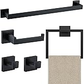 JOPOFI 5 Piece Bathroom Towel Bar Set - SUS304 Stainless Steel Bath Towel Holder, 15.7 Inch Towel Racks for Bathroom Wall Mounted, Bathroom Hardware Accessories Set - Matte Black