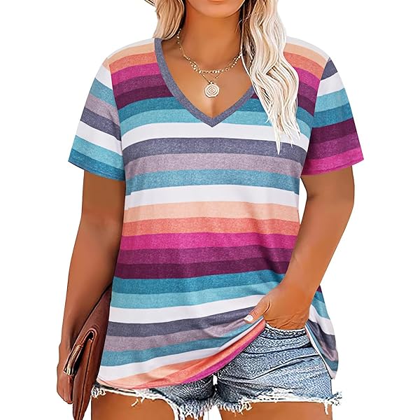 Tuta Donna 2 Pezzi - Maglietta Corta E Pantaloni - Stampa Arcobaleno Rigata - Casual Estivo