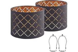 LUVKCZC Black Lampshades for Table Floor Lamp, Medium 12.7" Top x 12.7" Bottom x 10" High, Natural Linen Hand Crafted, Lamp Shade Harp Holder Included