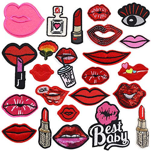 lips iron on patches