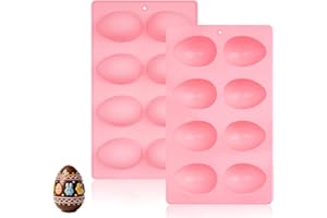 Ishua 8-Cavities Silicone Molds Set of 2 Easter Silicone Egg Mold Baking Supplies for Chocolate Cake Decorating Candy (2, Pin