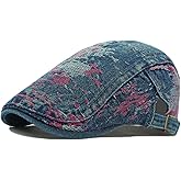 Denim Newsboy Hats Flat Cap for Men Women Adjustable Ivy Gatsby Cabbie Driving Hat