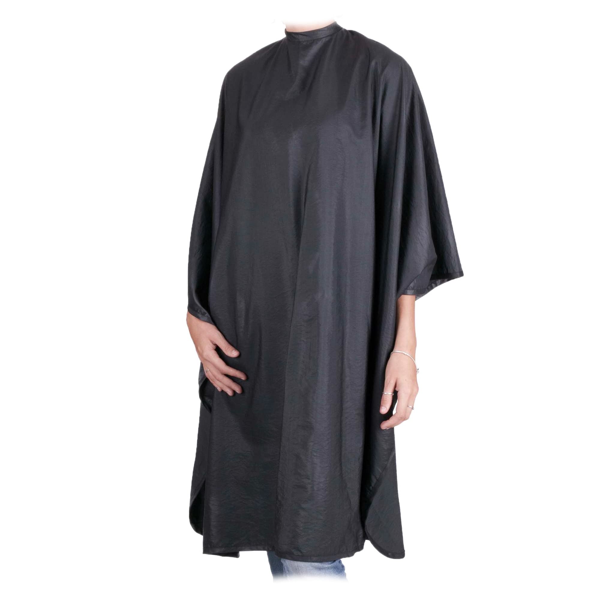 Kobe Professional Black Deluxe Hairdressing Gown - Heavy Duty, Water-Repellent, Adjustable Neck