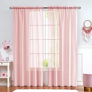 jinchan cortinas traslucidas blancas para ventanas de sala o habitacion con bolsillo para varilla 2 paneles