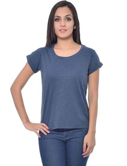 Women Round Neck Cotton Slub Top(XS-4XL)