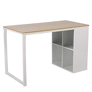 WOLTU TSG26hei Scrivania per Computer Postazioni di Lavoro Tavolo da Studio con Libreria in Acciaio Legno