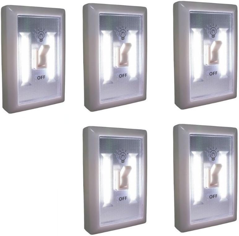 Promier LED Wireless Light Switch, Under Cabinet, RV, Kitchen, Night Light, Counter, or Boat Lighting, 5-Pack, Battery-Operated
