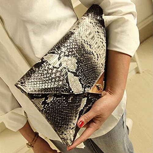 Women's Fashion Retro Snake Skin Envelope Bag Clutch Purse Evening Bag (Size: 2)