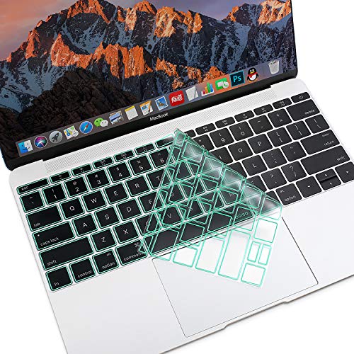 MOSISO Premium Soft TPU Ultra Thin Transparent Keyboard Cover Protector Compatible with MacBook Pro 13 inch 2017 2016 Release A1708 No Touch Bar & MacBook 12 inch A1534 Protective Skin, Mint Green