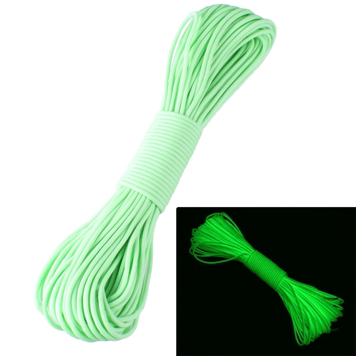 ZJchao(TM 9 Strand 550 Luminous Glow in the Dark Paracord Parachute Cord Green 100FT