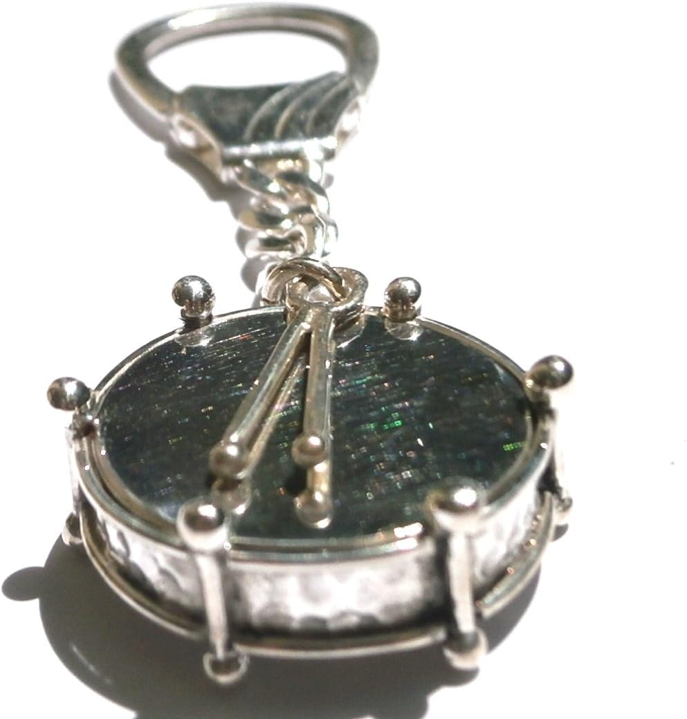 Silver Drum Keychain, Snare Drum keychain, Solid sterling silver keyring, Drum