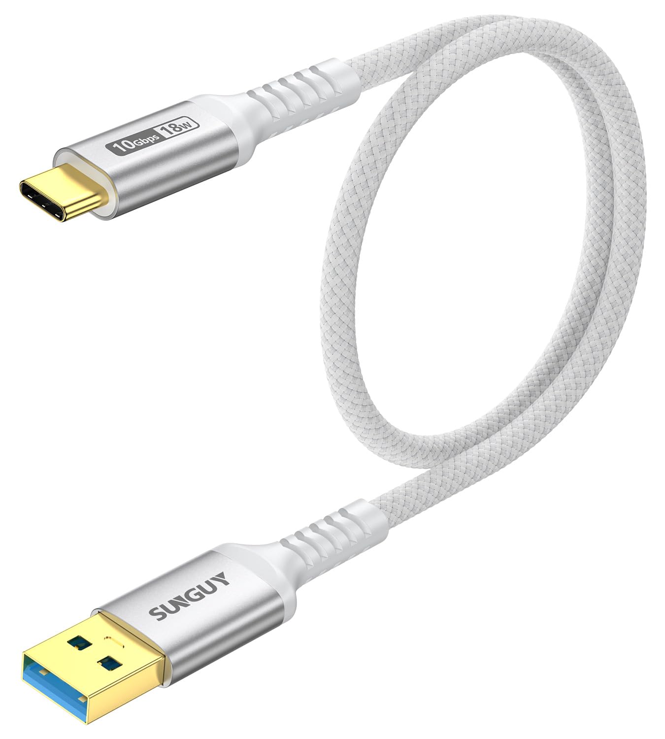 Photo 1 of SUNGUY 10Gbps Android Auto USB C Cable, 1.5FT 3A USB 3.1 Gen 2 Fast Charge & Data Transfer USB C CarPlay Cable for iPhone 16 15 Plus/Pro Max, Galaxy S24 S23 S22 Ultra, SSD (White)