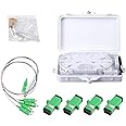 Fyboptwu - 4 Core Fiber Optical Terminal Box Fiber Optic Distribution Enclosure FTTH Fiber Optic Accessories 8.08 x 5.31 x 1.57inch (with 1pc 1 to 4 SC/APC Steel Tube PLC Splitter and adapters