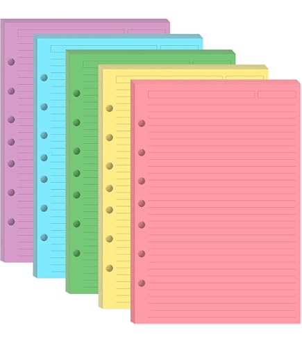 300-Sheet Mini Binder Refill Paper – 5 Colors, 5.8x8.25", 7/3-Hole For Day Timer, Franklin Covey