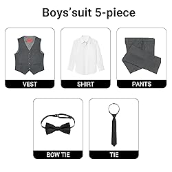 Marvelous World Boys' 5-Piece Formal Vest Suit