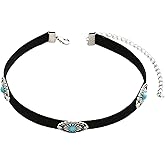 MJFSGYO Western Turquoise Choker Necklace for Women, Gothic Black Velvet Choker, Boho Style Black Choker Necklaces for Cowgirl Rodeo Country Concert, Western Outfits Jewelry Accessories