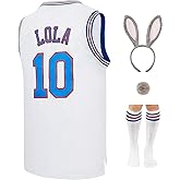 Mens #1 Bugs #10 Lola Basketball Jersey for Women Couples Halloween Cosplay Costume Movie Outfit with Accessory
